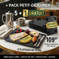 Pack Petit-Déjeuner 6 Plateaux Mélanine Noir 30x20cm 5+1 Gratuit Melamine Home