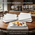 Pack Petit-Déjeuner 5 Plateaux Mélanine Blanc 40x17cm Melamine Home