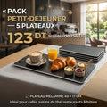 Pack Petit-Déjeuner 5 Plateaux Mélanine Noir 40x17cm Melamine Home