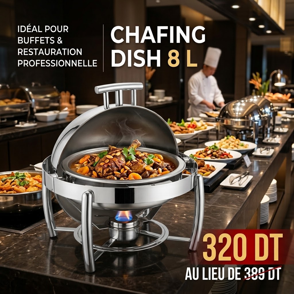 Chafing Dish Rond Inox 8L Buffet Restauration Professionnelle