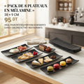 Pack 8 Plateaux Mélanine Noir 38x9cm Petites Portions Desserts Melamine Home