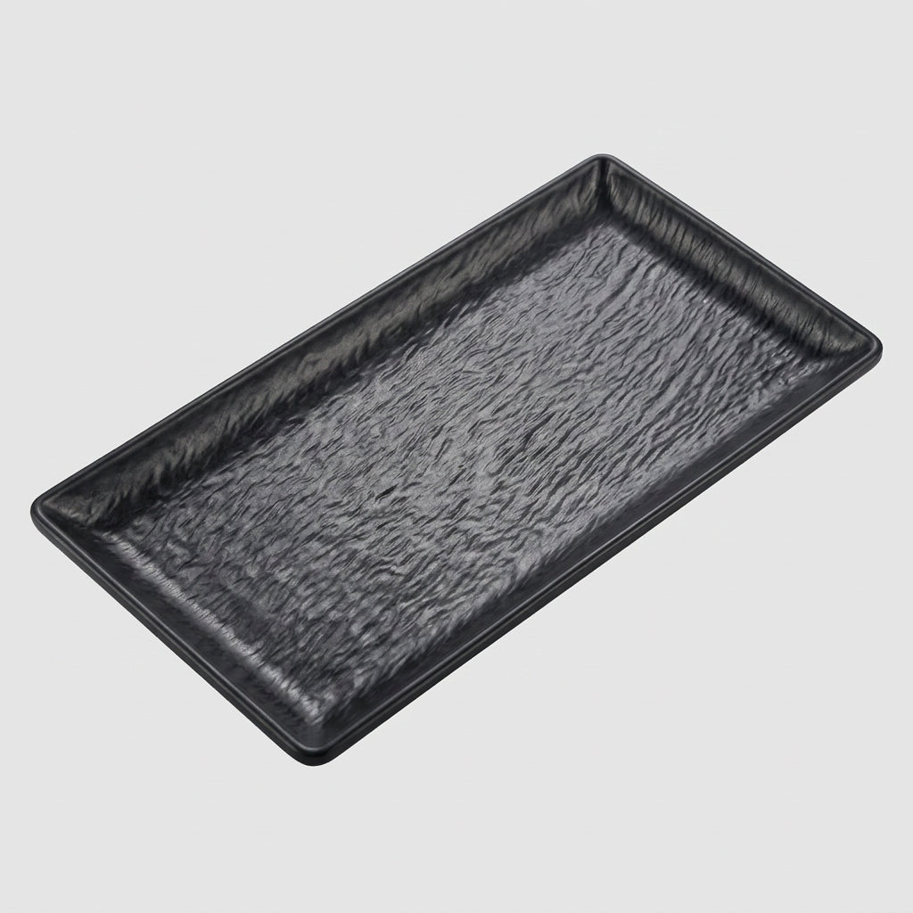 Plateau rectangulaire mélamine noir mat - vue dessus