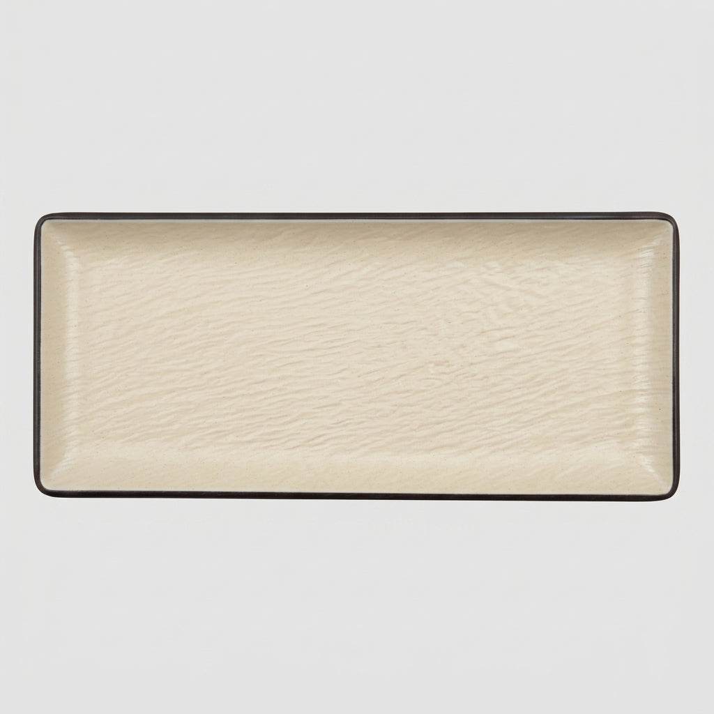 Plateau rectangulaire mélamine beige - vue profil
