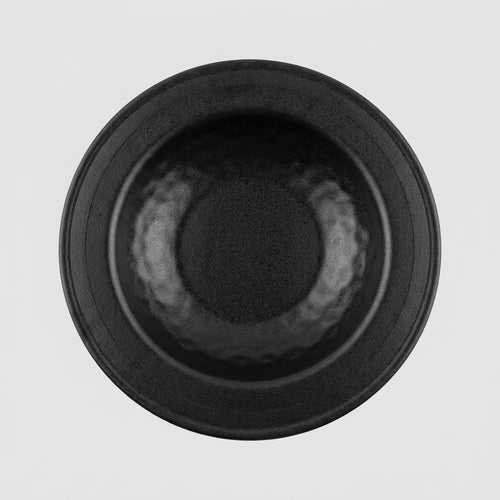 Assiette creuse ronde mélamine noir mat - vue dessus