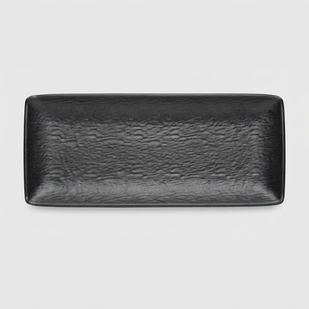 Plateau rectangulaire sur pieds mélamine noir mat - vue dessus