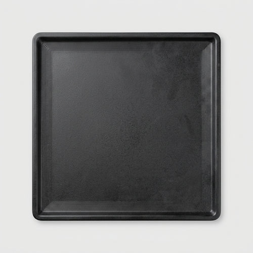Assiette carrée mélamine noire mate - vue dessus