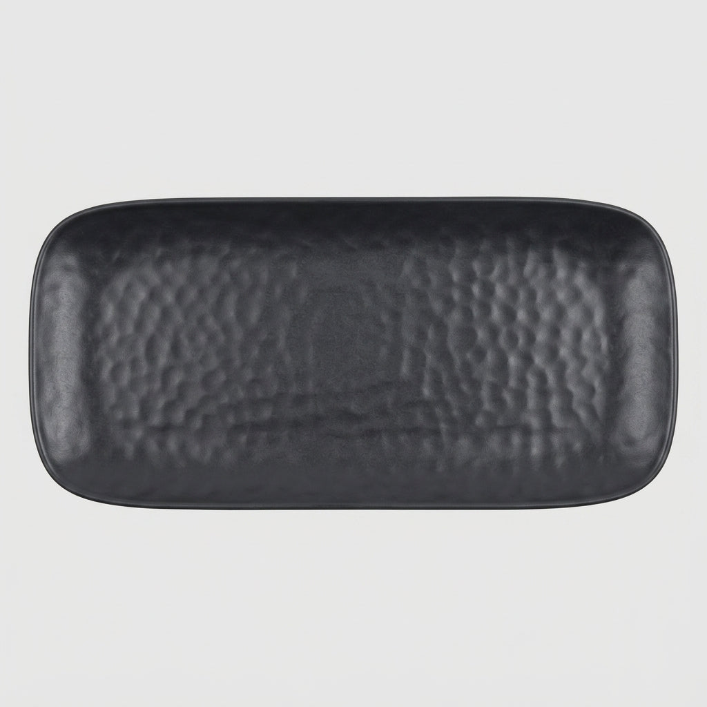 Plateau rectangulaire coins arrondis mélamine noir mat - vue dessus