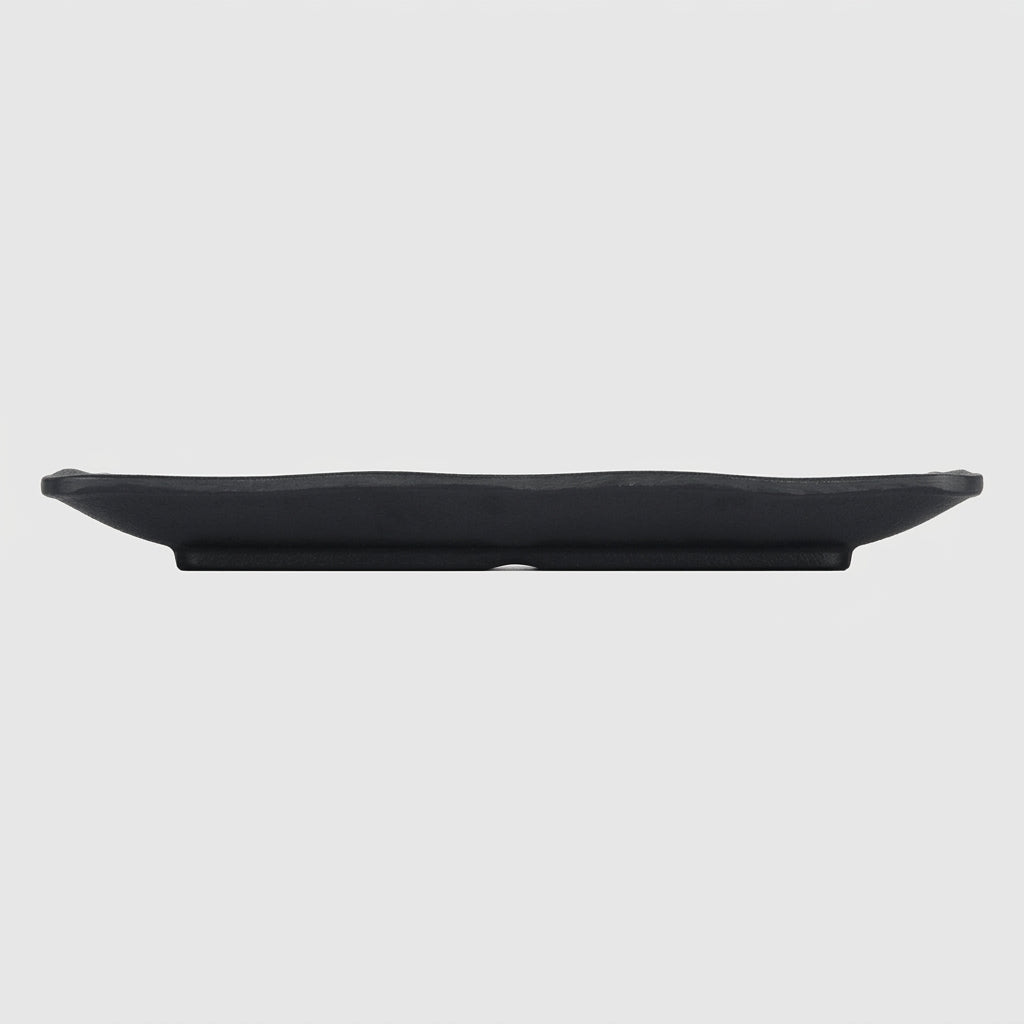 Plateau rectangulaire bords ondulés mélamine noir mat - vue 3/4