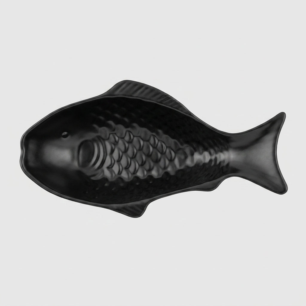 Bol poisson mélamine noir mat - vue dessus
