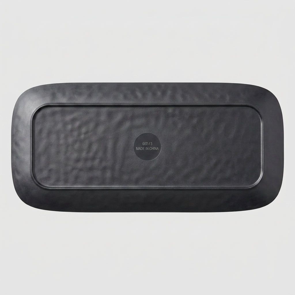 Plateau rectangulaire coins arrondis mélamine noir mat - vue dessous