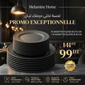 Set Assiettes Mélanine Noir – 20 pièces (Ø 27.5 cm + Ø 20 cm)