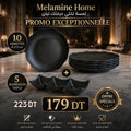 Pack Duo Mélanine Noir 10 Assiettes + 5 Ramequin Triple Melamine Home