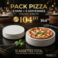 Pack Pizza Mélanine Blanc 5 Mini Ø22,2cm + 5 Moyennes Ø28,2cm Melamine Home