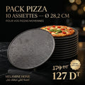 Pack Pizza Mélanine Noir 10 Assiettes Ø28,2cm Melamine Home