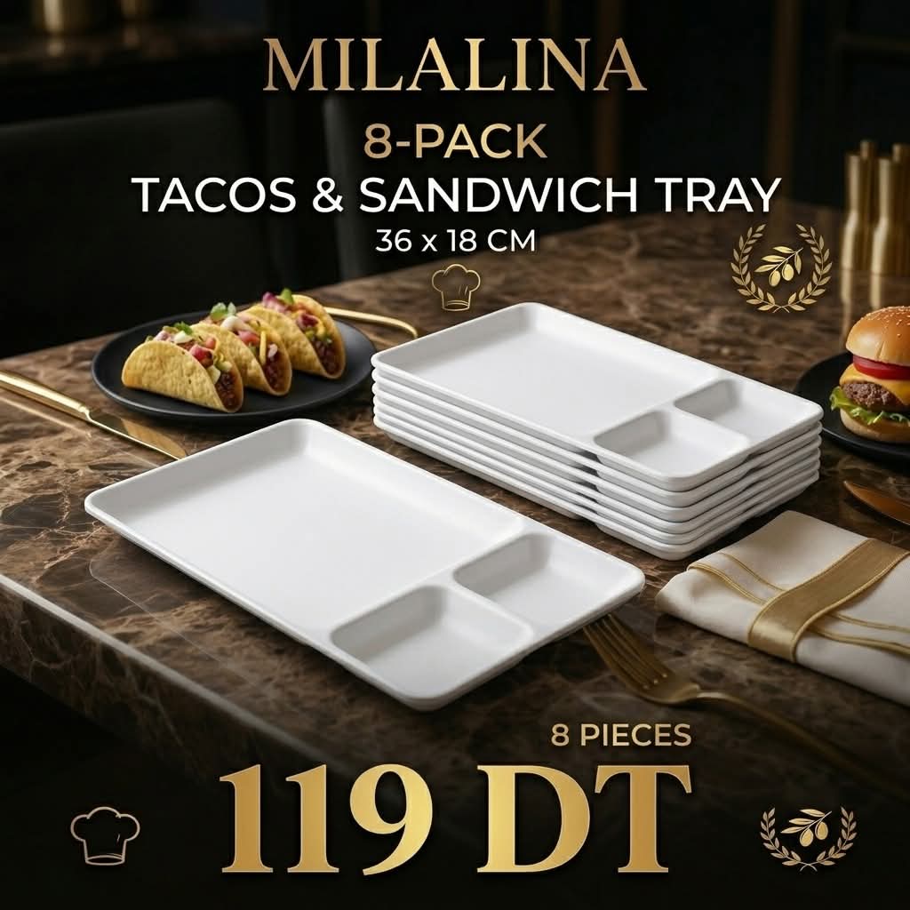 Milalina 8-Pack Tacos & Sandwich Tray Blanc 36x18 cm – 119 DT