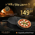 Milalina Pack 5 Assiettes Pizza Mélanine Noir Ø34,5cm