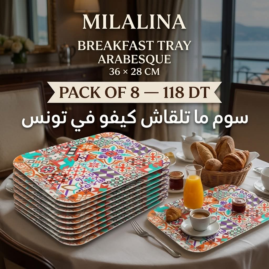 Milalina Breakfast Tray Arabesque Pack 8 pièces 36x28cm