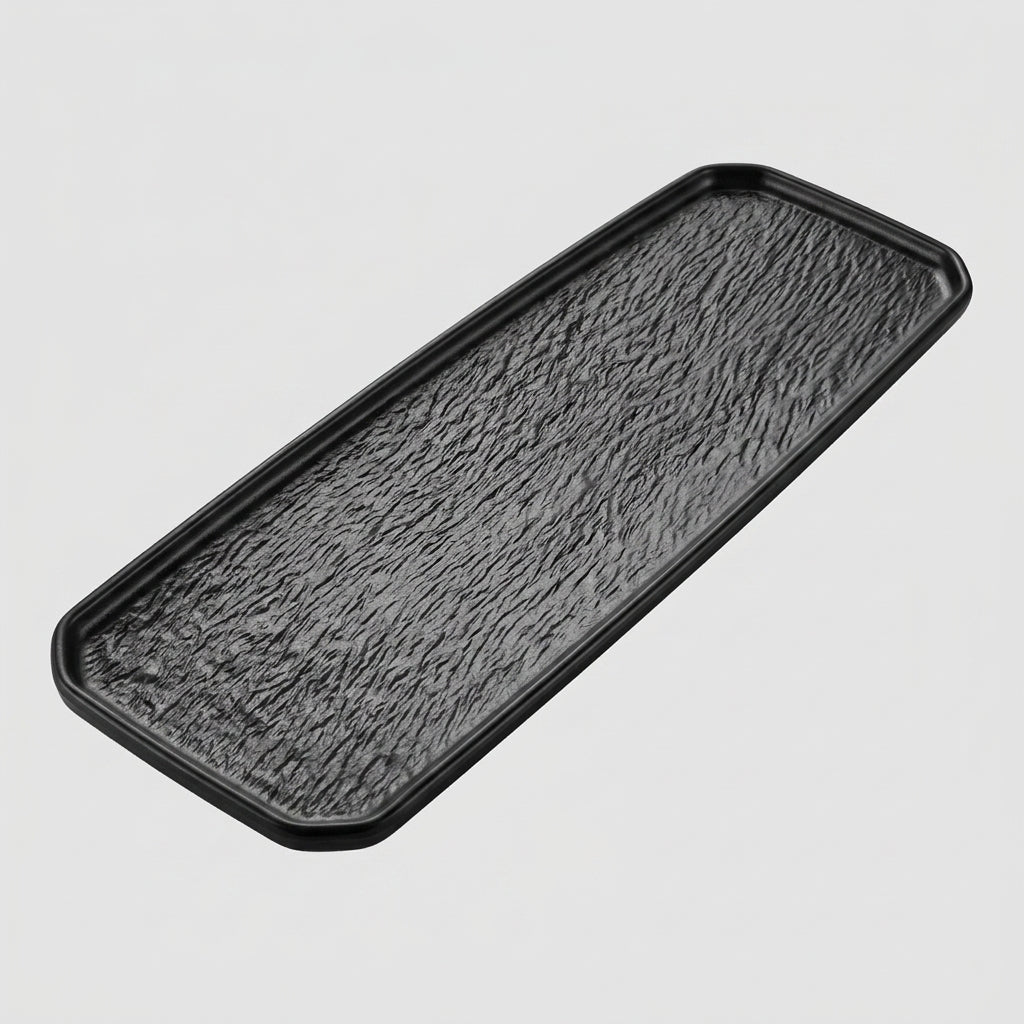 Plateau rectangulaire mélamine noir mat - vue dessus