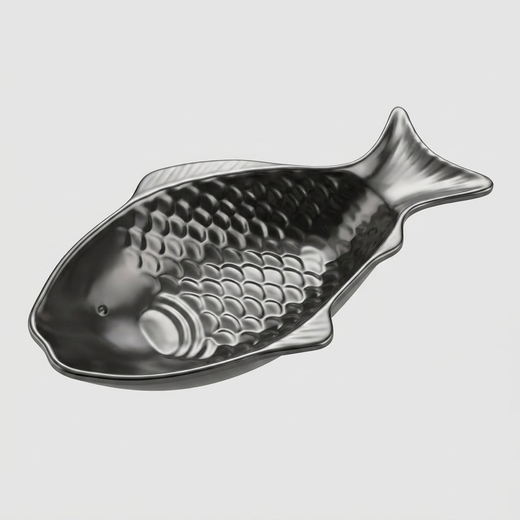 Bol poisson mélamine noir mat - vue éclairée