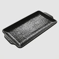 Plateau rectangulaire avec poignées mélamine noir brillant - vue 3/4