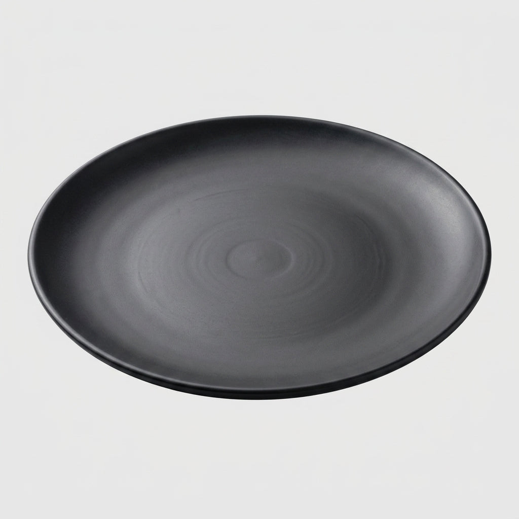 Assiette plate ronde mélamine noir mat - vue dessus