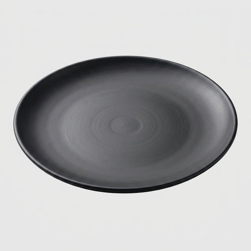 Assiette plate ronde mélamine noir mat - vue dessus
