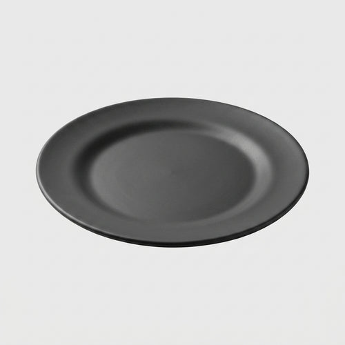 Assiette plate ronde mélamine noir mat - vue 3/4