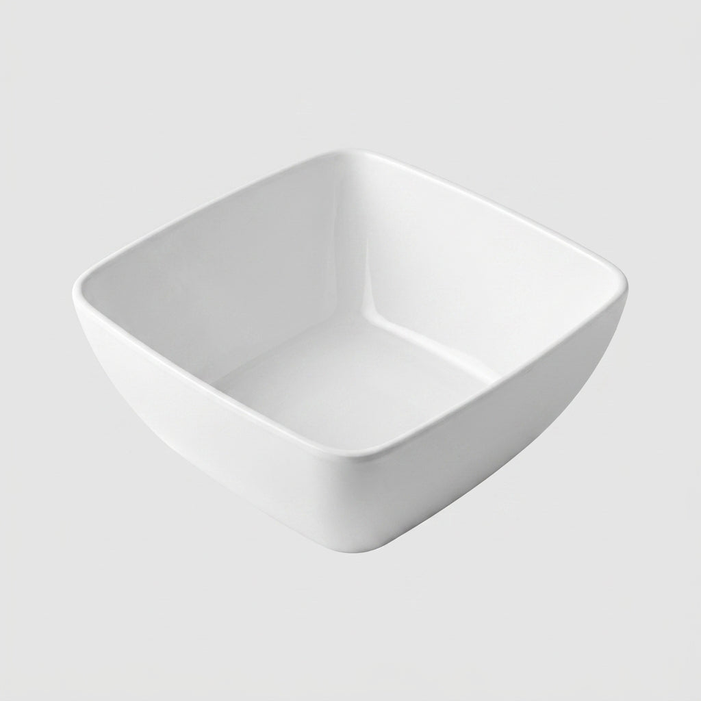 Bol carré mélamine blanc - vue profil