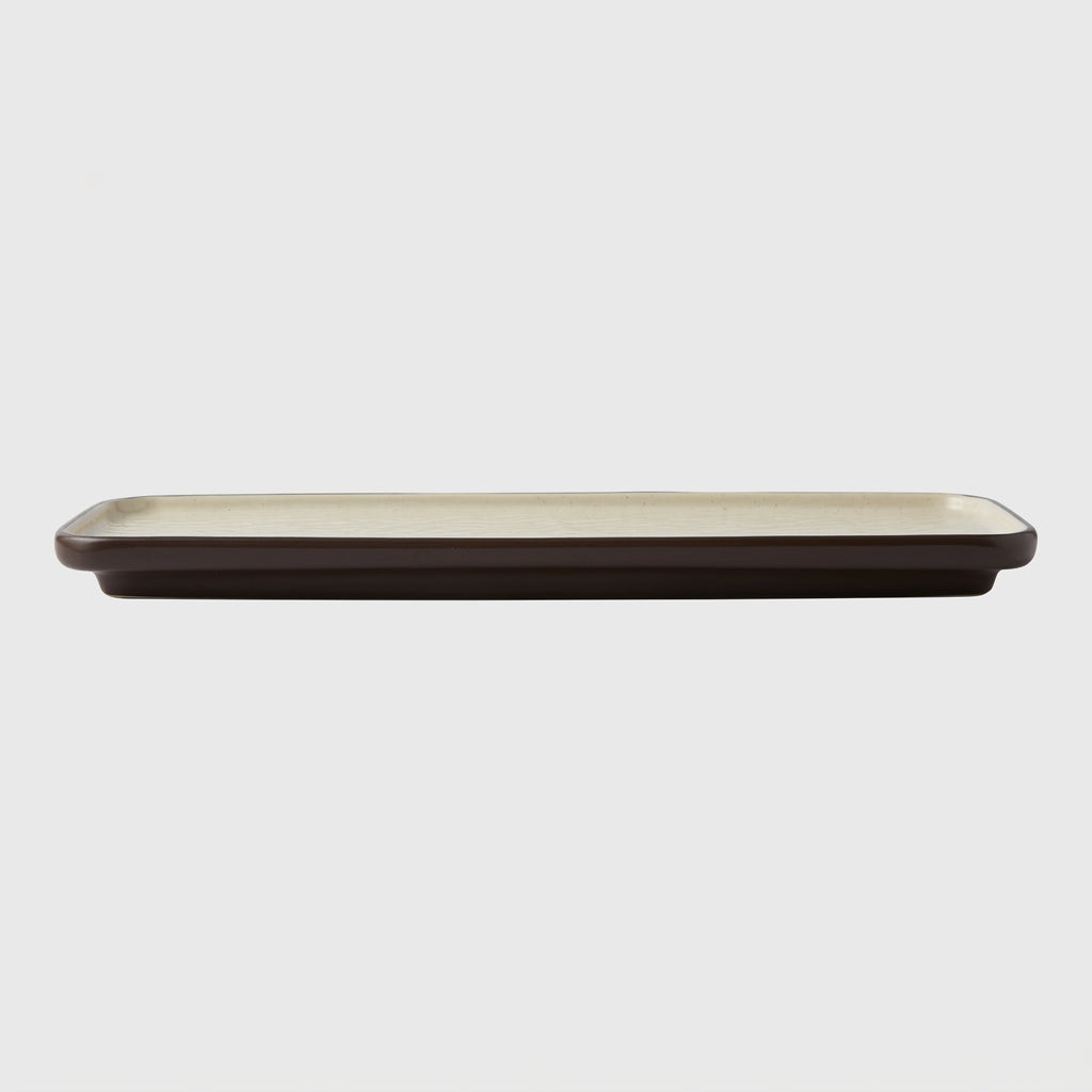 Plateau rectangulaire mélamine beige marron - vue profil