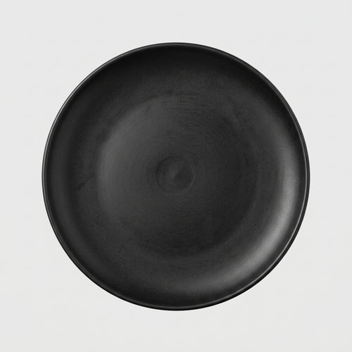 Assiette plate ronde mélamine noir mat - vue 3/4