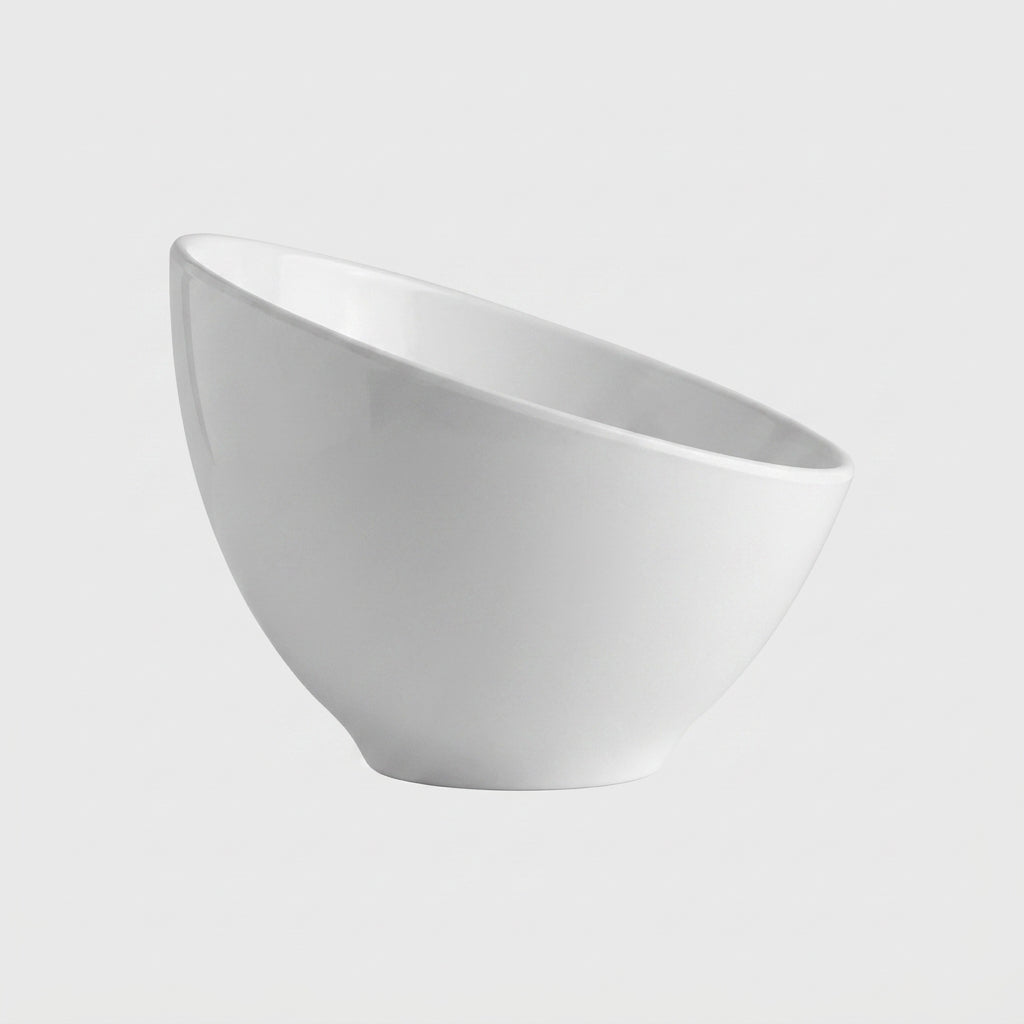 Bol asymétrique incliné mélamine blanc - vue de profil