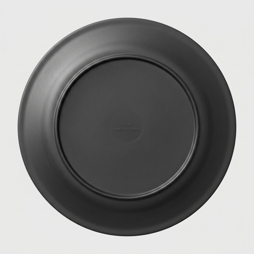 Assiette plate ronde mélamine noir mat - vue dessous