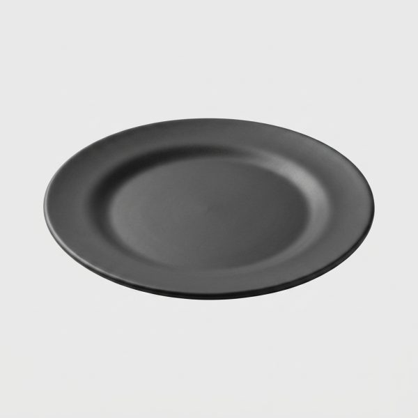 Plate_reproduction_on_grey_backg…_202608042257 Assiette plate ronde unie noire 2